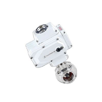 Válvula de mariposa de acero inoxidable sanitario 304/316L con accionador eléctrico
