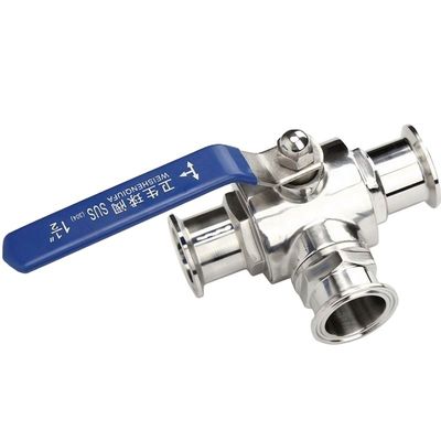 Medios de temperatura normal de acero inoxidable sanitario 304 316L Tri Clamp Tee válvula de bola de 3 vías