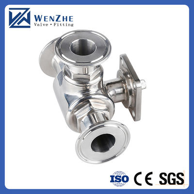 Manual de acero inoxidable sanitario 304/316L válvula de bola de 3 vías de tri-clampada con almohadilla de montaje alta