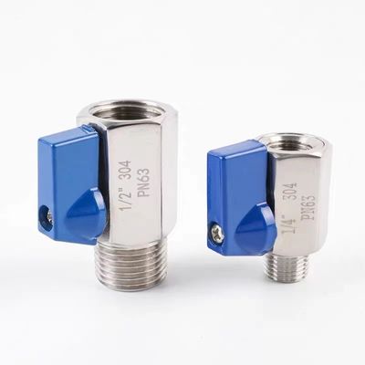 Válvula de bola pequeña igual 1/8 "WZ de acero inoxidable 304 316 FF 1000PSI/PN63 Manual de tornillo