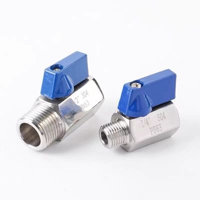 Válvula de bola pequeña igual 1/8 "WZ de acero inoxidable 304 316 FF 1000PSI/PN63 Manual de tornillo