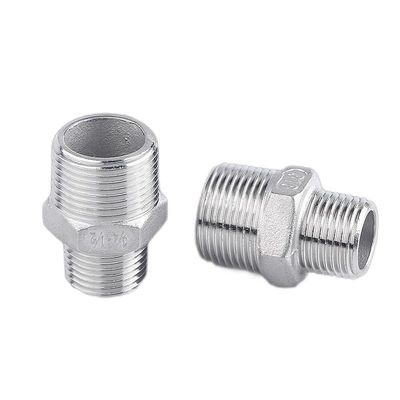 304/316L de acero inoxidable BSP/NPT Filamento masculino Hexagonal pezón para medios de agua 1/4''-4.0