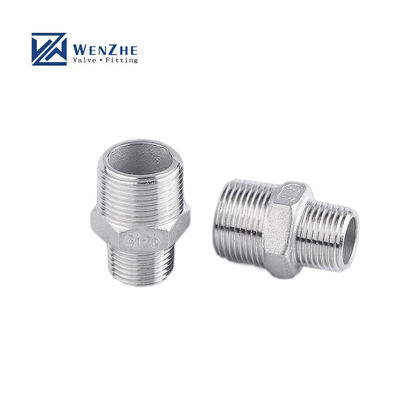 304/316L de acero inoxidable BSP/NPT Filamento masculino Hexagonal pezón para medios de agua 1/4''-4.0