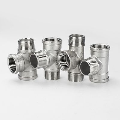 Acero inoxidable sanitario, 3 vías, encaje de tuberías de rosca con rosca masculina, con fundición SS304