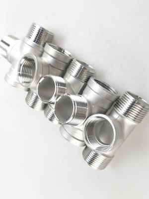 Acero inoxidable sanitario, 3 vías, encaje de tuberías de rosca con rosca masculina, con fundición SS304