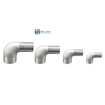 Acero inoxidable 304 316 90 grados macho manguera de codo barba 1/4''-4.0' BSP macho x 16 mm