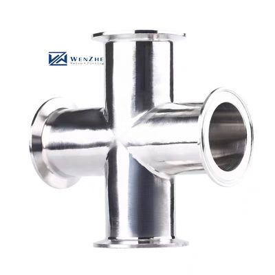Fundición de tubos de acero inoxidable sanitario de SS304 316 de 4 vías