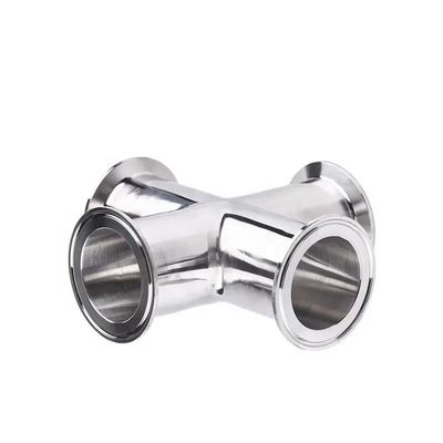 Fundición de tubos de acero inoxidable sanitario de SS304 316 de 4 vías