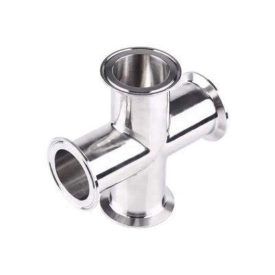 Fundición de tubos de acero inoxidable sanitario de SS304 316 de 4 vías