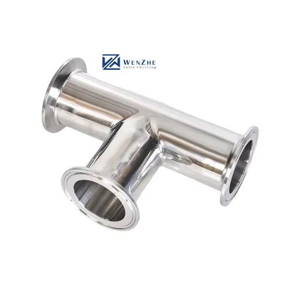 Gas de agua de aceite 3A DIN Código de cabeza cilíndrica SS316L 304 Clampada estándar sanitaria Tee 1/4''-6